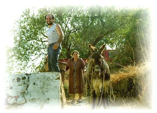 Classic photograph, participants in traditional wine treading, Astratigos, North-Western Crete.