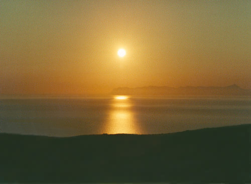 Sunrise over Stavros, of Zorba the Greek fame, Akrotiri peninsula, North West Crete.