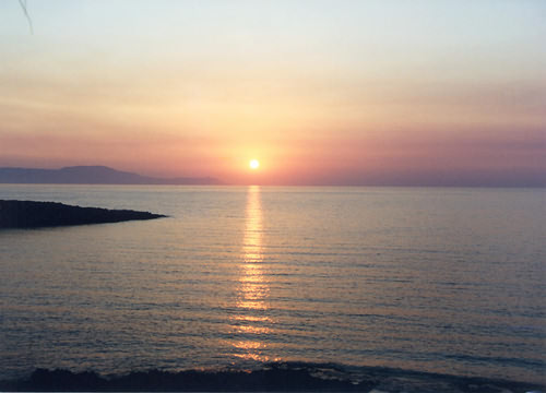 Setting Sun from Kalathas beach, Akrotiri, Chania, North Western Crete.