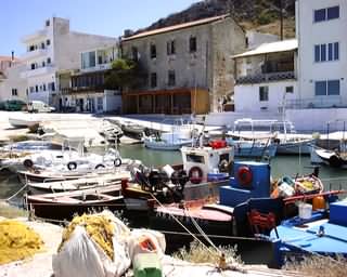 Small fishing boat harbour, Kolimbari, Chania, Crete.