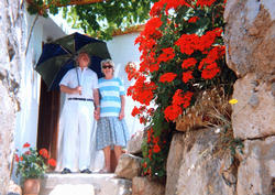 Wilf & Pam Burgess at Pamela's House, Astratigos, Kolimbari, Nomos Chanion, North West Crete.